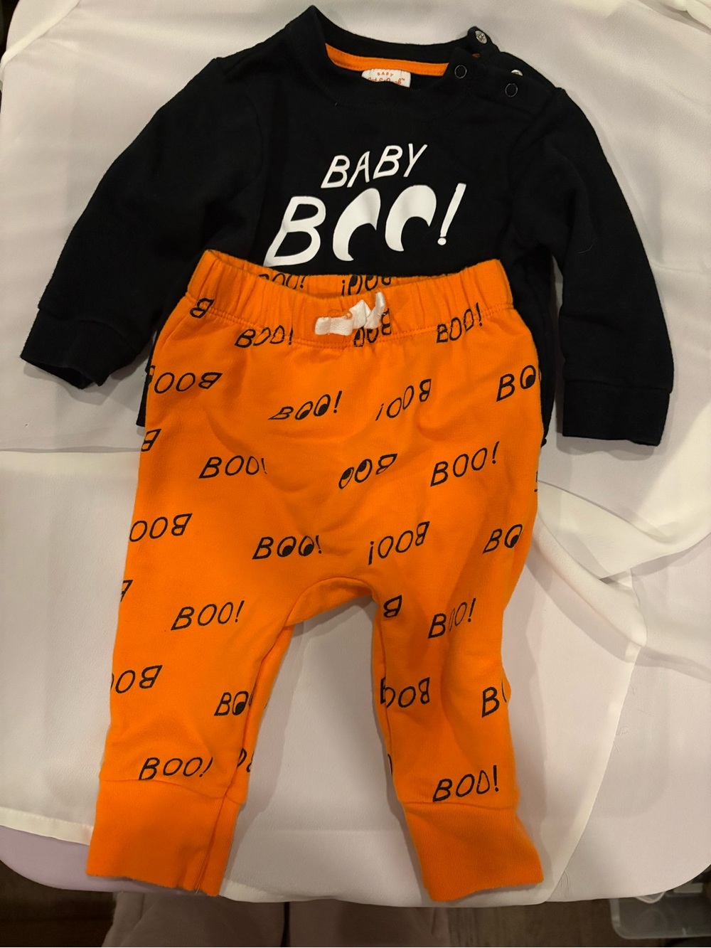 Cat & Jack Black Baby Boo Sweater Top with Orange 'BOO!' Joggers